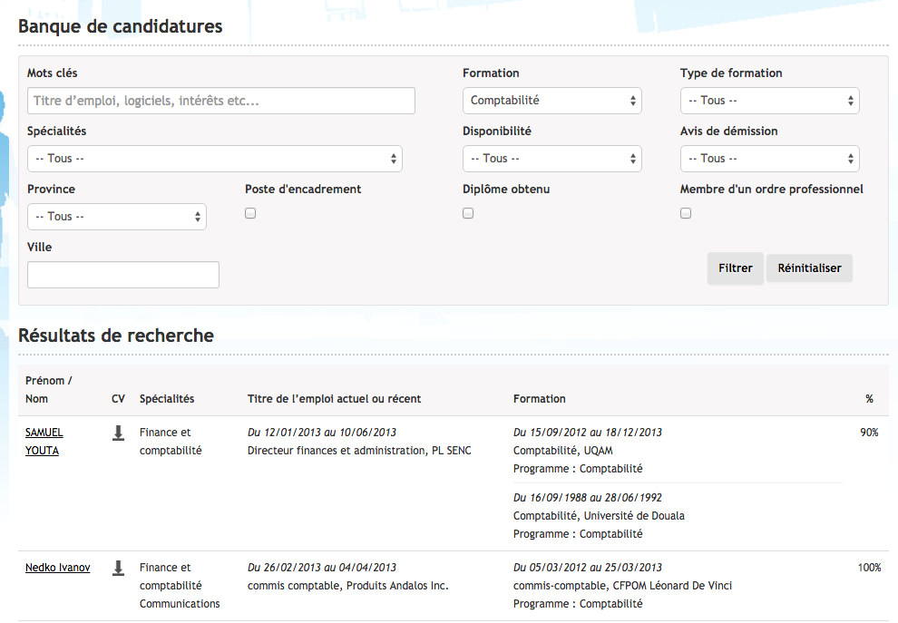 Banque de candidatures - emploisencomptabilite.com