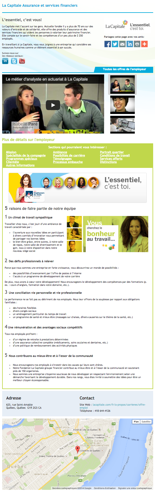 Portail employeur La Capitale Assurance et services financiers - emploisencomptabilite.com