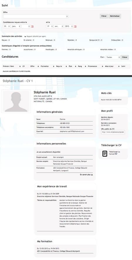 Suivi et CV automatisé - emploisencomptabilite.com